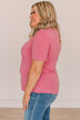 Casual Days Knit Pocket Top- Berry