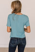 Casual Days Knit Pocket Top- Light Blue