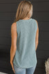 Playing It Cool Knit Tank Top- Dusty Blue