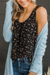 Above All Else Floral Tank Top- Black