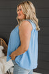 In A Daydream Smocked Tank Top- Light Blue