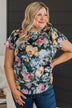 Wonderful Ways Floral Top- Navy