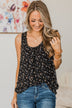 Above All Else Floral Tank Top- Black