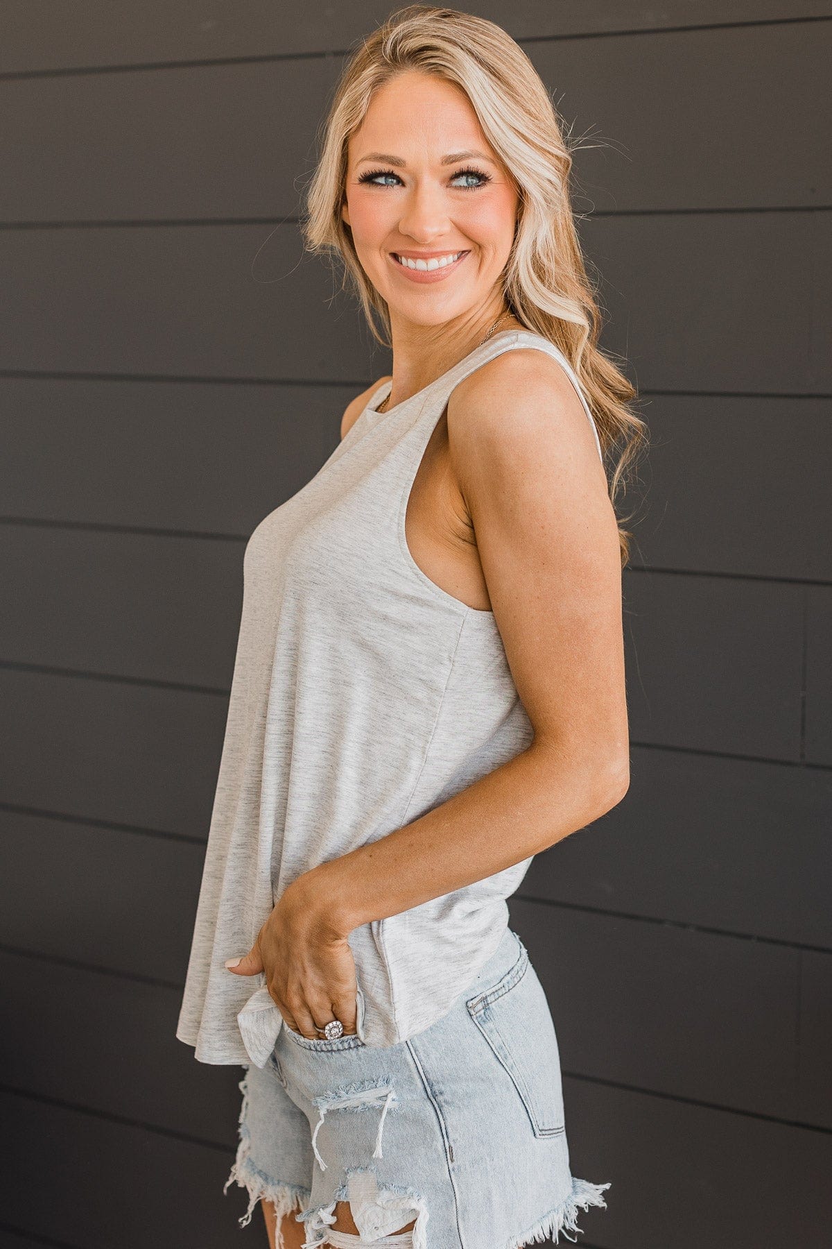 Softest Touch Knit Tank Top- Heather Grey