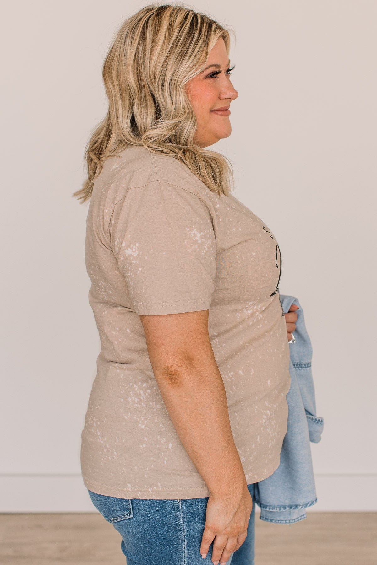 "Suffers From Habitual Lateness" Graphic Tee- Light Taupe