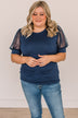 Sweet Success Puff Sleeve Top- Navy