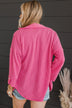 Feeling Bold Ribbed Shirt Jacket- Hot Pink