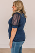 Sweet Success Puff Sleeve Top- Navy
