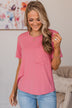 Casual Days Knit Pocket Top- Berry