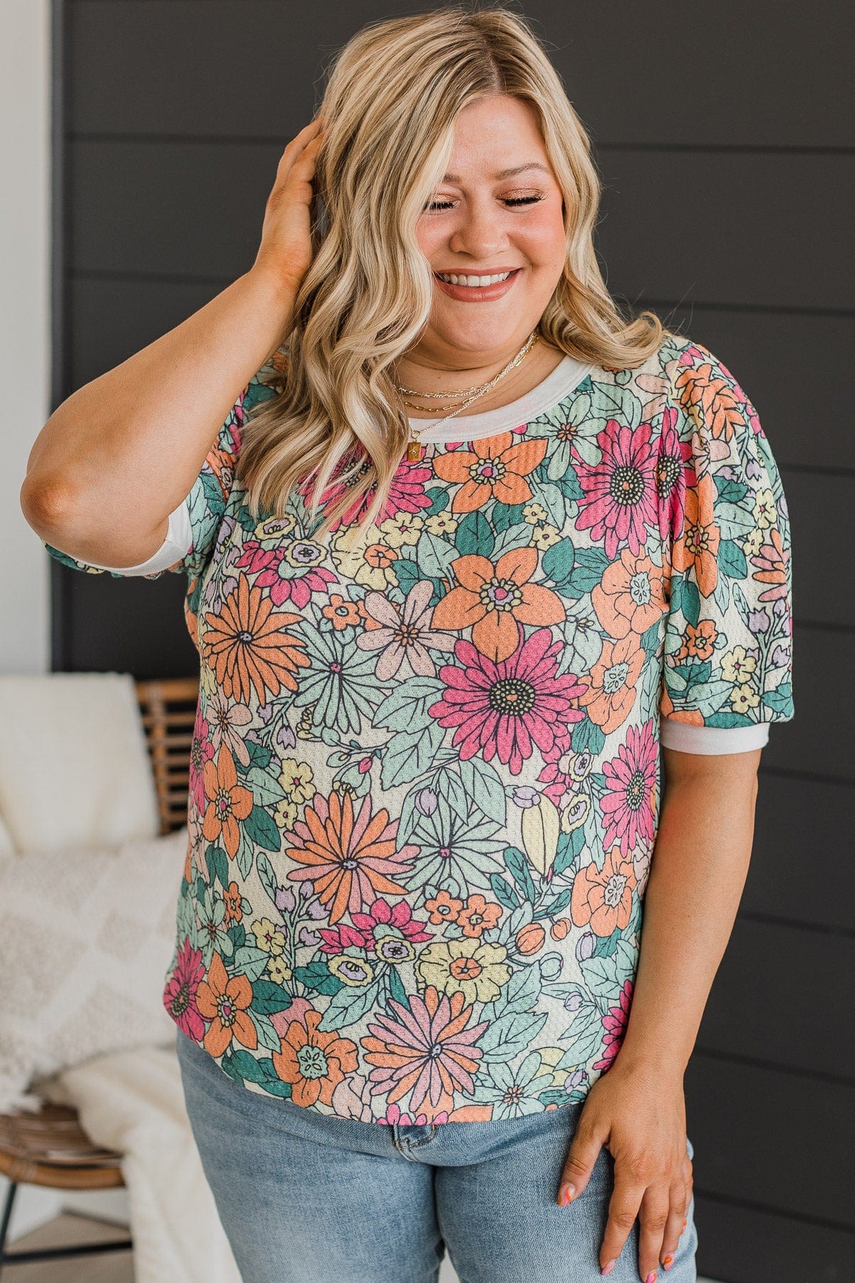 Paint The Town Floral Knit Top- Multi-Color