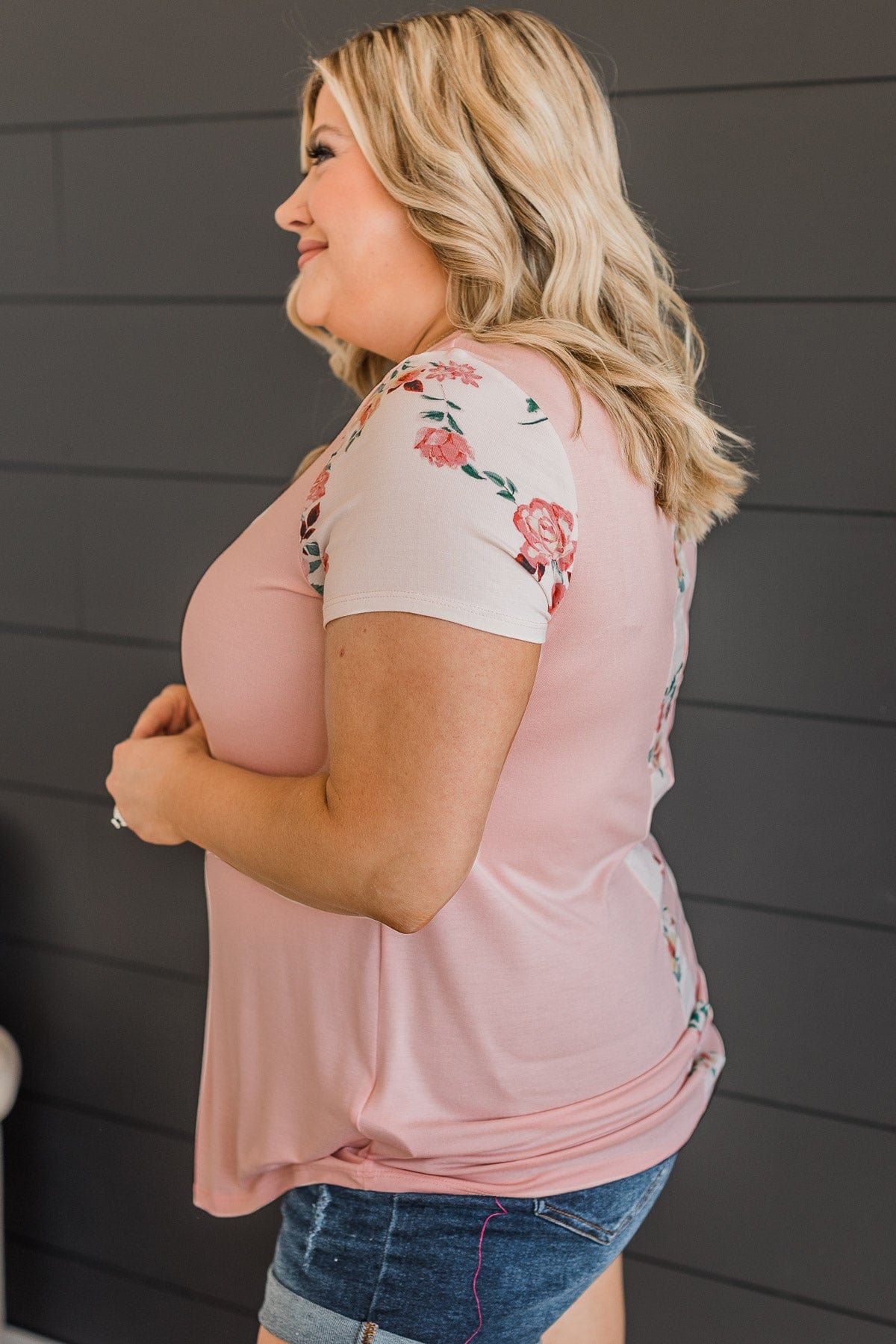 Delight My Heart Floral Sleeve Top- Blush