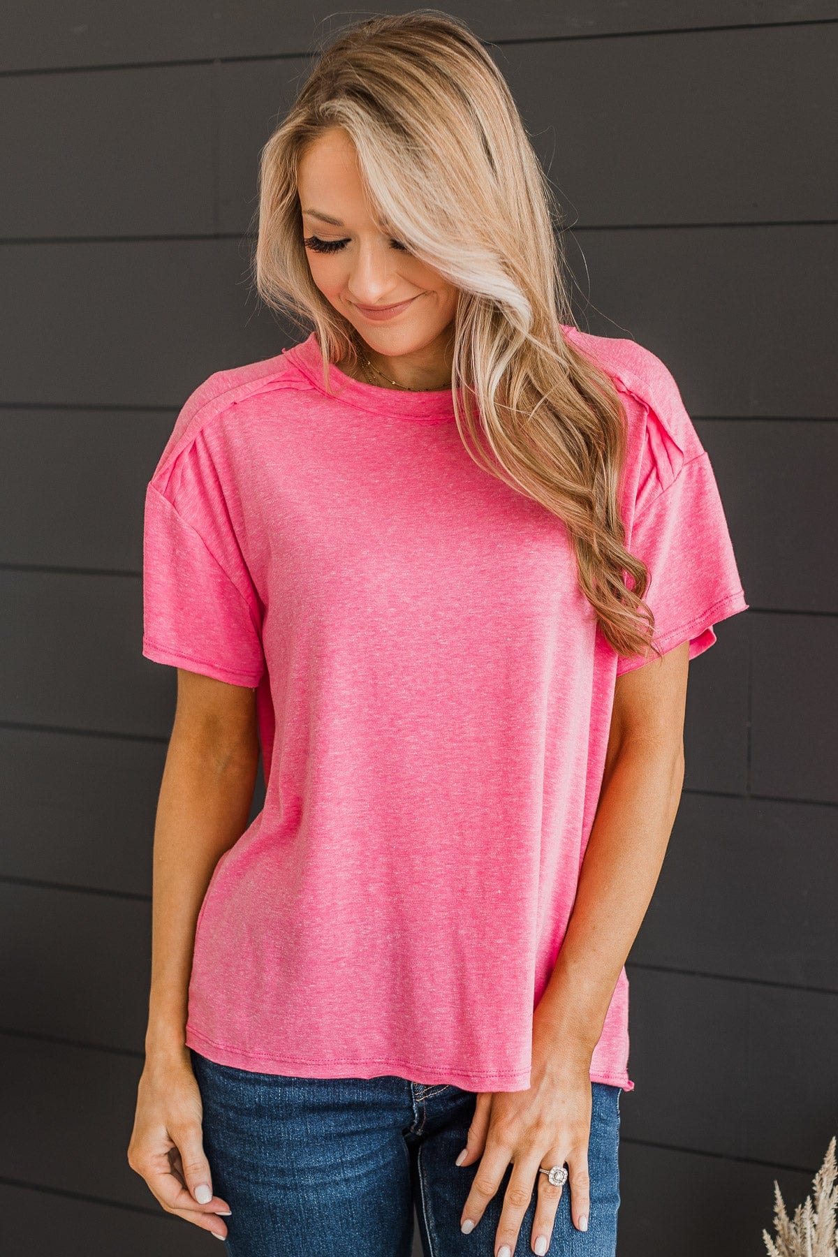 Say It's True Knit Top- Bright Pink