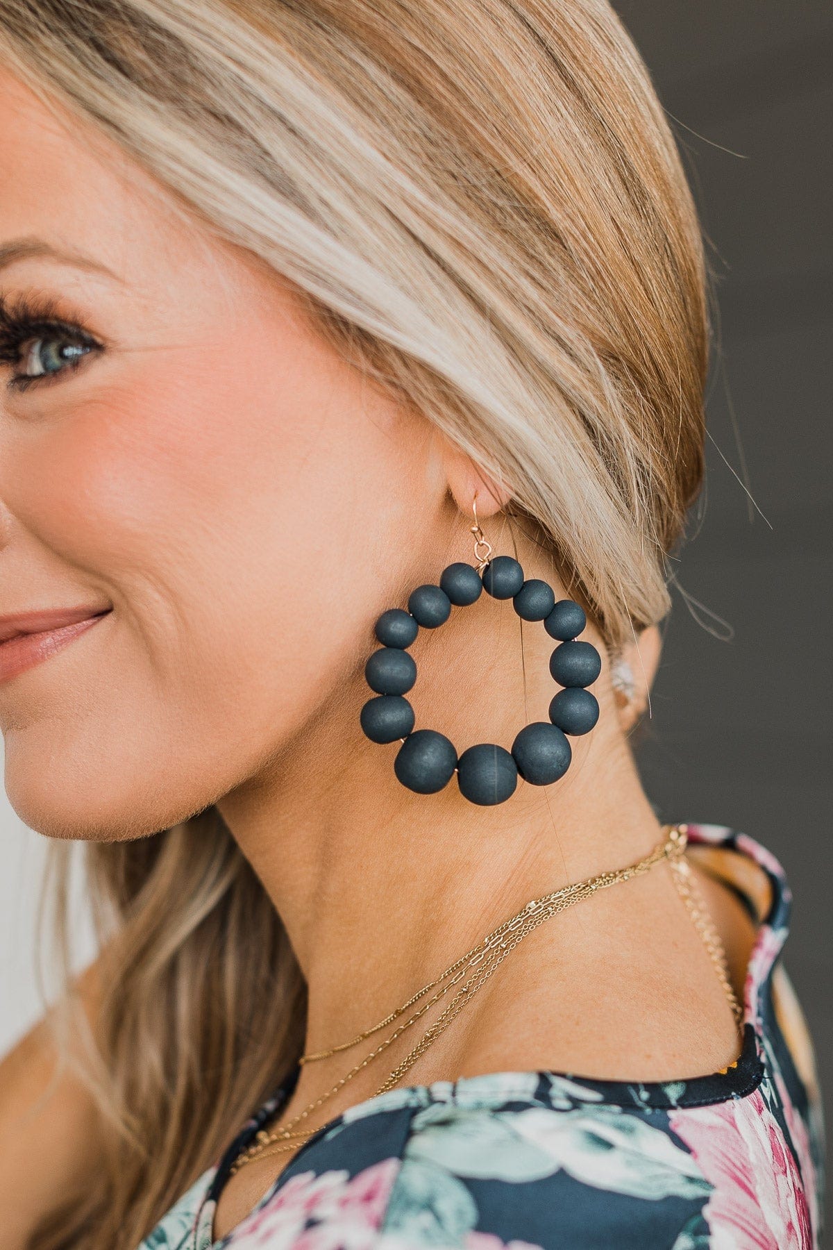 Main Attraction Hoop Earrings- Dark Navy