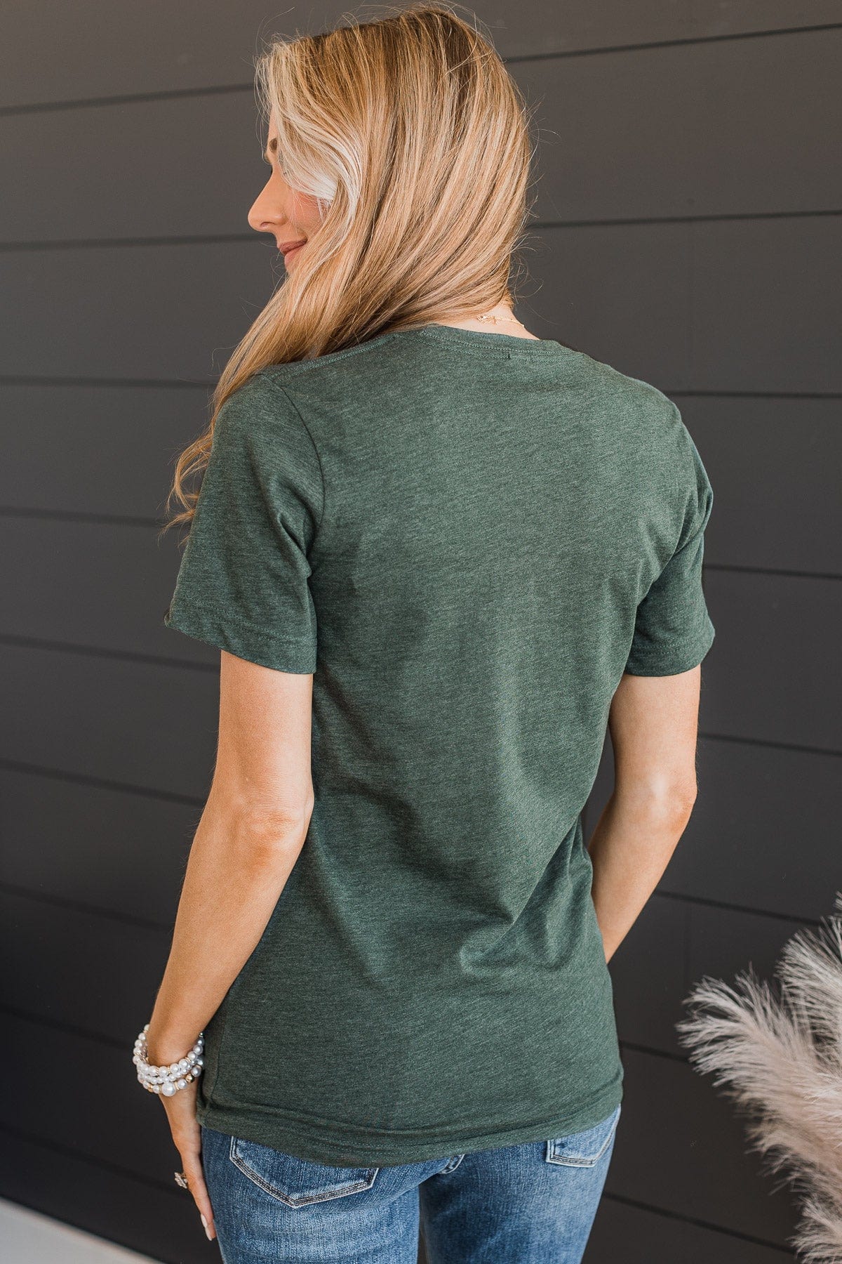 "Grow Positive Thoughts" Graphic Tee- Forest Green