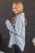In The Meantime Button Up Chambray Top- Light Denim