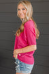 Banding Together Knit Top- Fuchsia