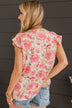 Stuck On Replay Ruffle Top- Ivory & Pink