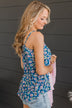 Ready For A Change Floral Tank Top- Dark Blue & Pink