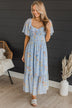 Dance It Out Floral Midi Dress- Light Blue