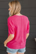 Banding Together Knit Top- Fuchsia
