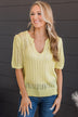 Better Times Pointelle Knit Top- Yellow