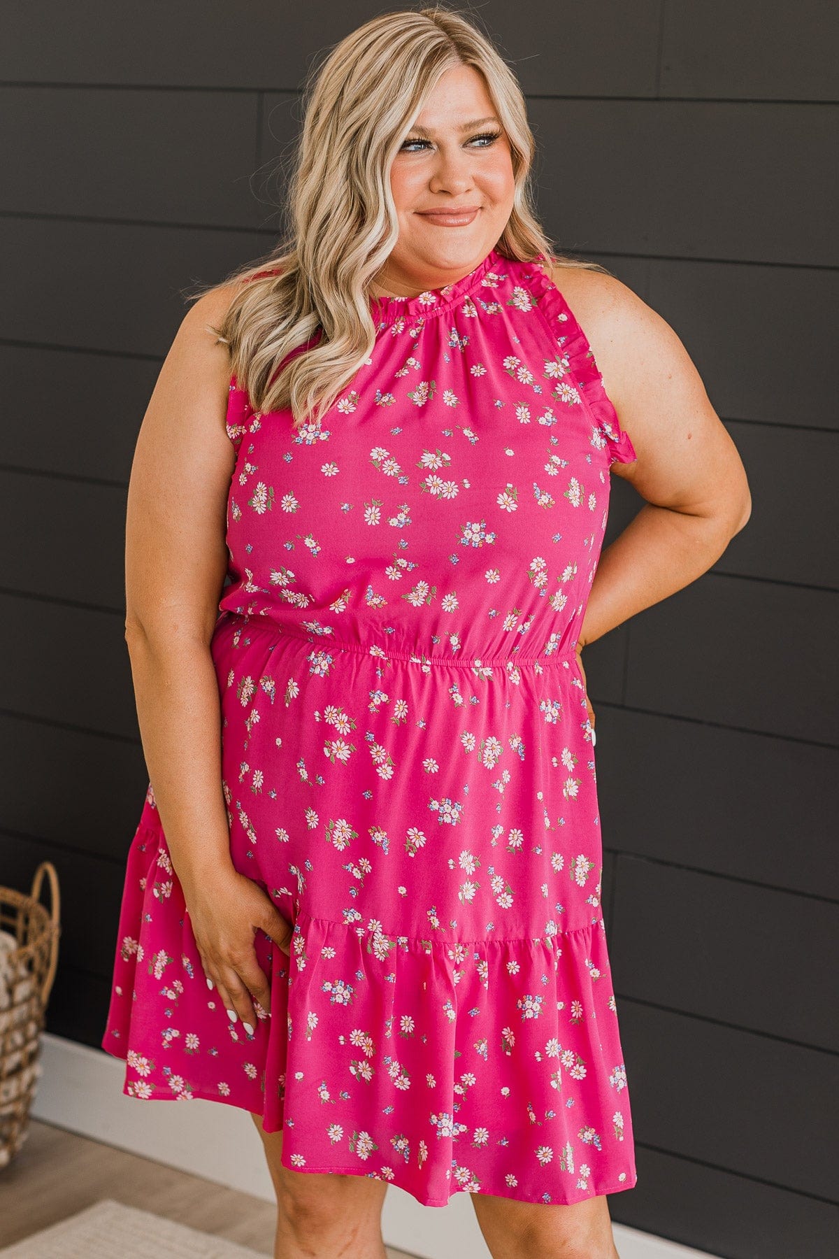 Beautiful Sights Floral Dress- Bright Pink Beautiful Sights Floral Dress- Bright Pink
