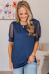 Sweet Success Puff Sleeve Top- Navy