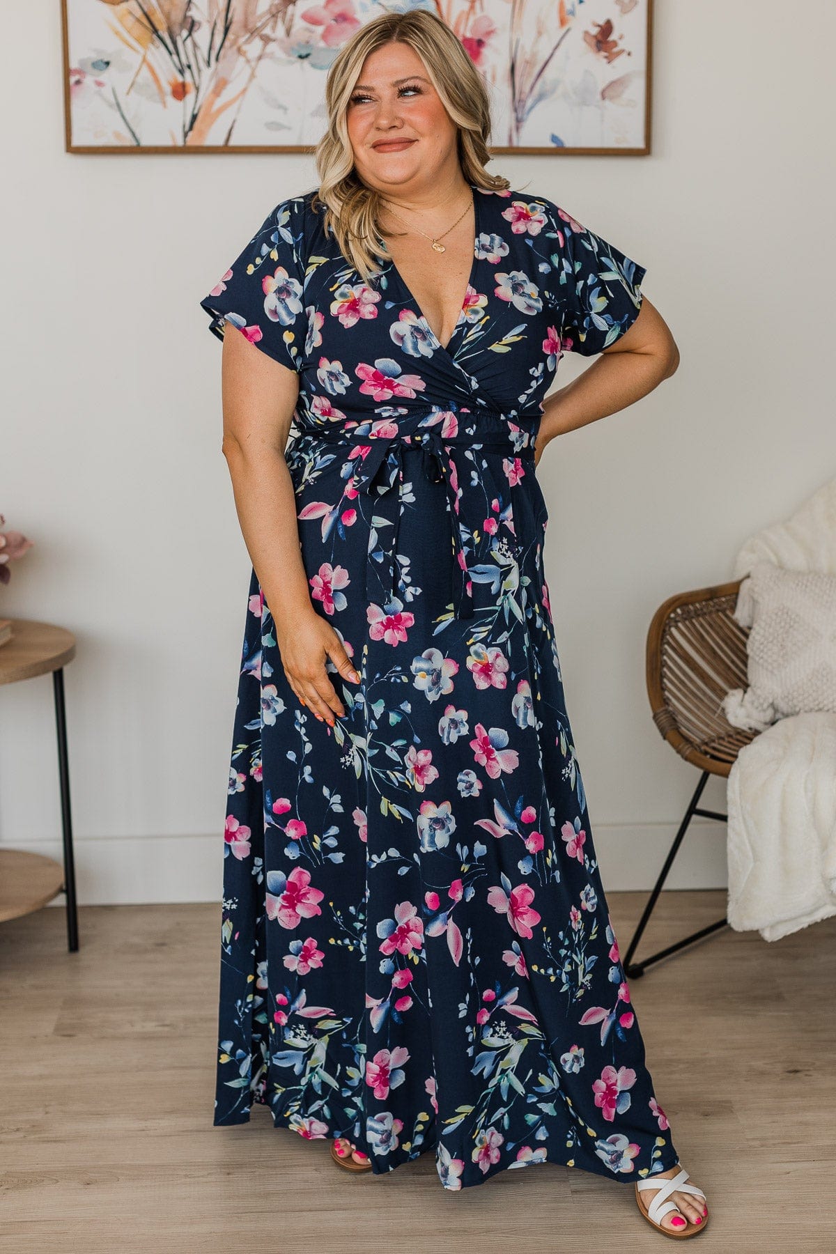 Floral Flair Maxi Dress- Navy Floral Flair Maxi Dress- Navy