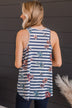 Got A Feeling Floral & Stripe Tank Top- Ivory & Navy