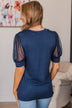 Sweet Success Puff Sleeve Top- Navy