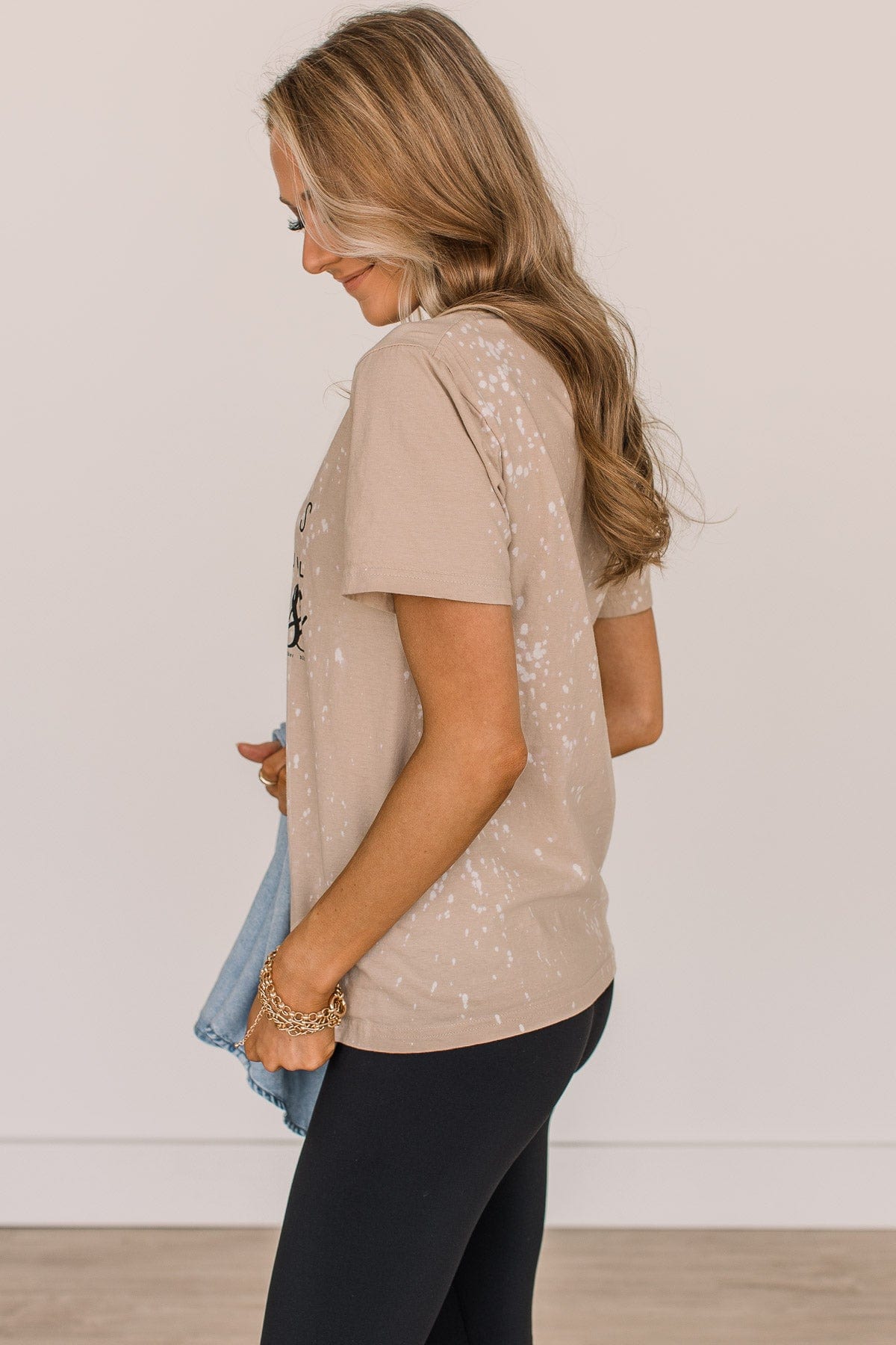 "Suffers From Habitual Lateness" Graphic Tee- Light Taupe