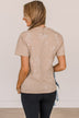 "Suffers From Habitual Lateness" Graphic Tee- Light Taupe
