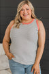 Just The Right Time Tank Top- Ivory & Coral