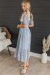 Dance It Out Floral Midi Dress- Light Blue