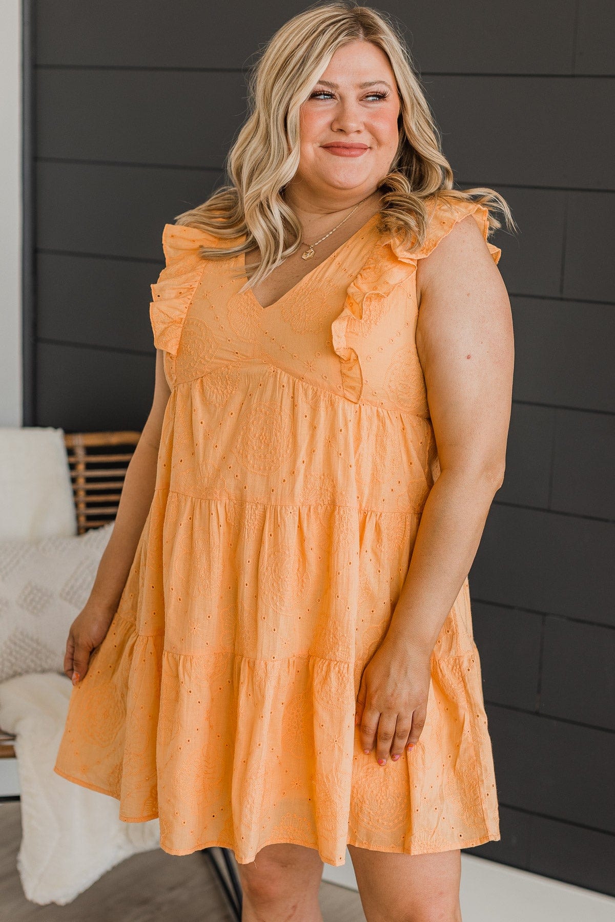 plus size orange summer dresses Plus Size Easy Days Ruffle Hem Dress