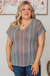 Feeling Sparks Knit Top- Charcoal, Mauve, & Blue