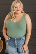 Leave Them Stunned Knit Bodysuit- Olive