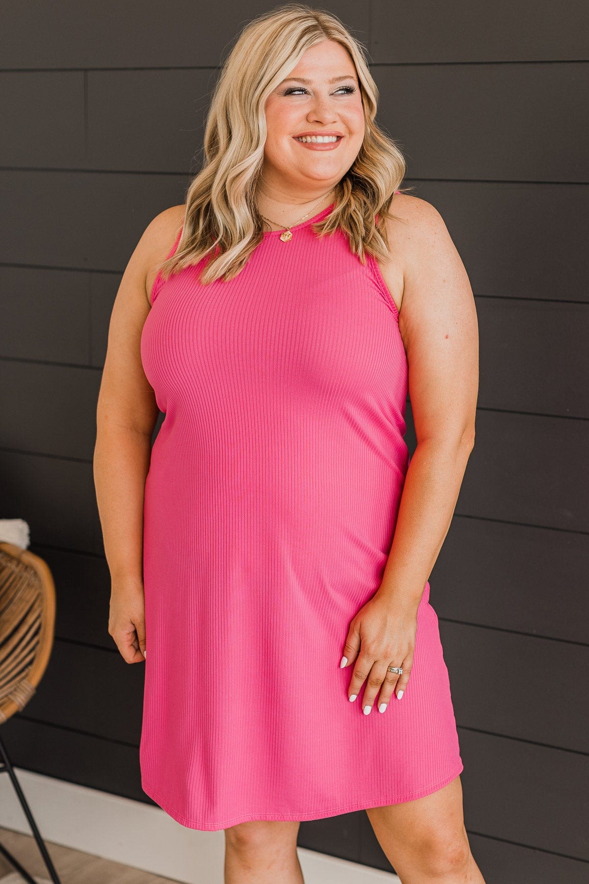 Sweeten The Day Knit Dress- Bright Pink Sweeten The Day Knit Dress- Bright Pink