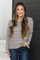 Interested In You Striped Sweater- Light Mocha & Navy