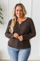 Slow And Easy Knit Sweater Top- Dark Brown
