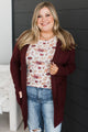 For Your Consideration Knit Cardigan- Burgundy
