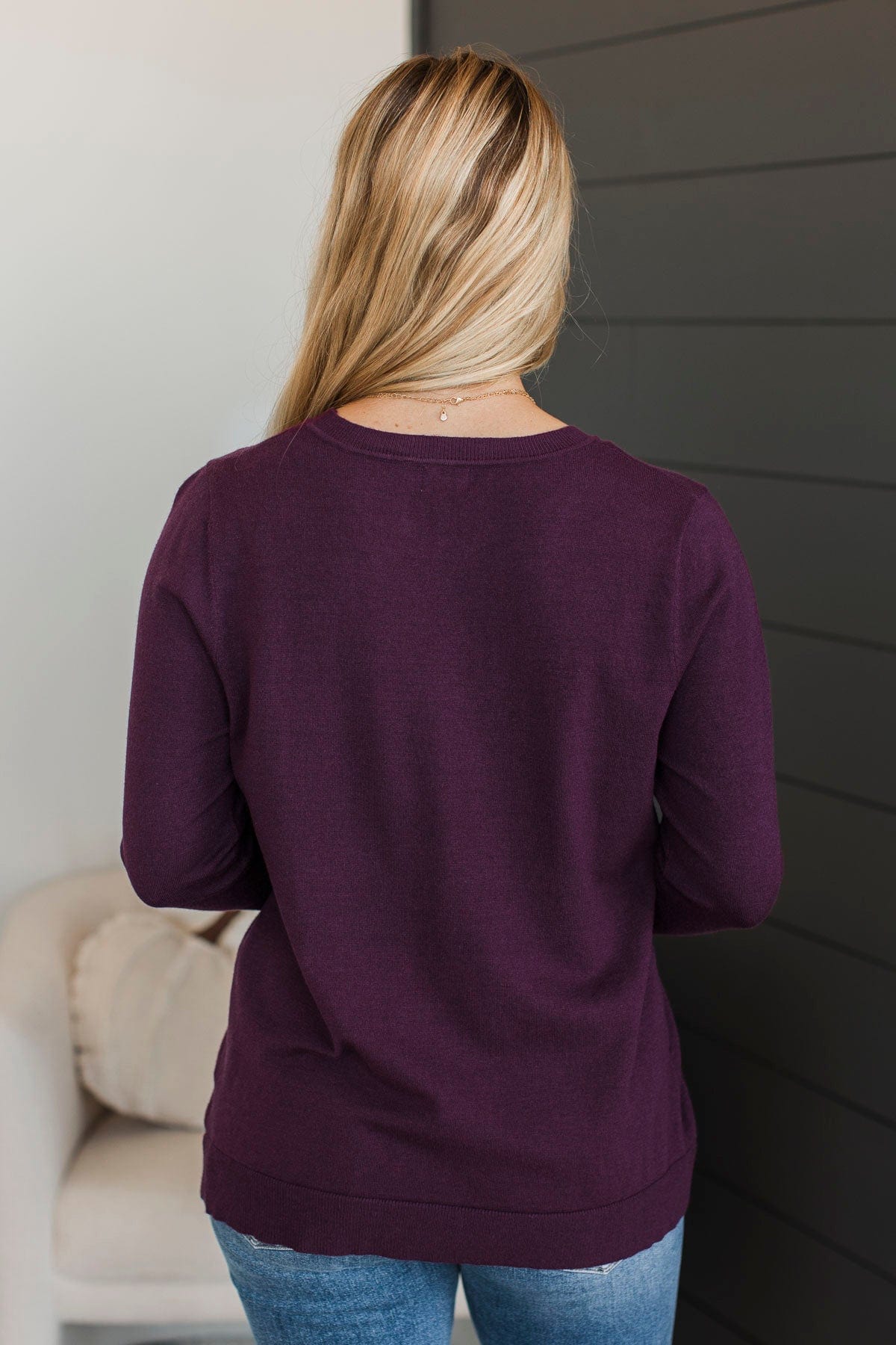 Stay Cozy Knit Sweater- Eggplant