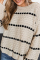 Dream With Me Striped Knit Sweater- Soft Beige & Black