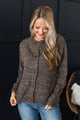 Grace From Within Button Up Cardigan- Heathered Brown