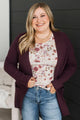 Embrace Today Open Front Knit Cardigan- Dark Plum