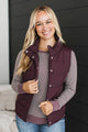 Certainly Adorable Puffer Vest- Plum