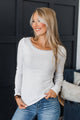 All Up To You Ribbed Long Sleeve Top- White