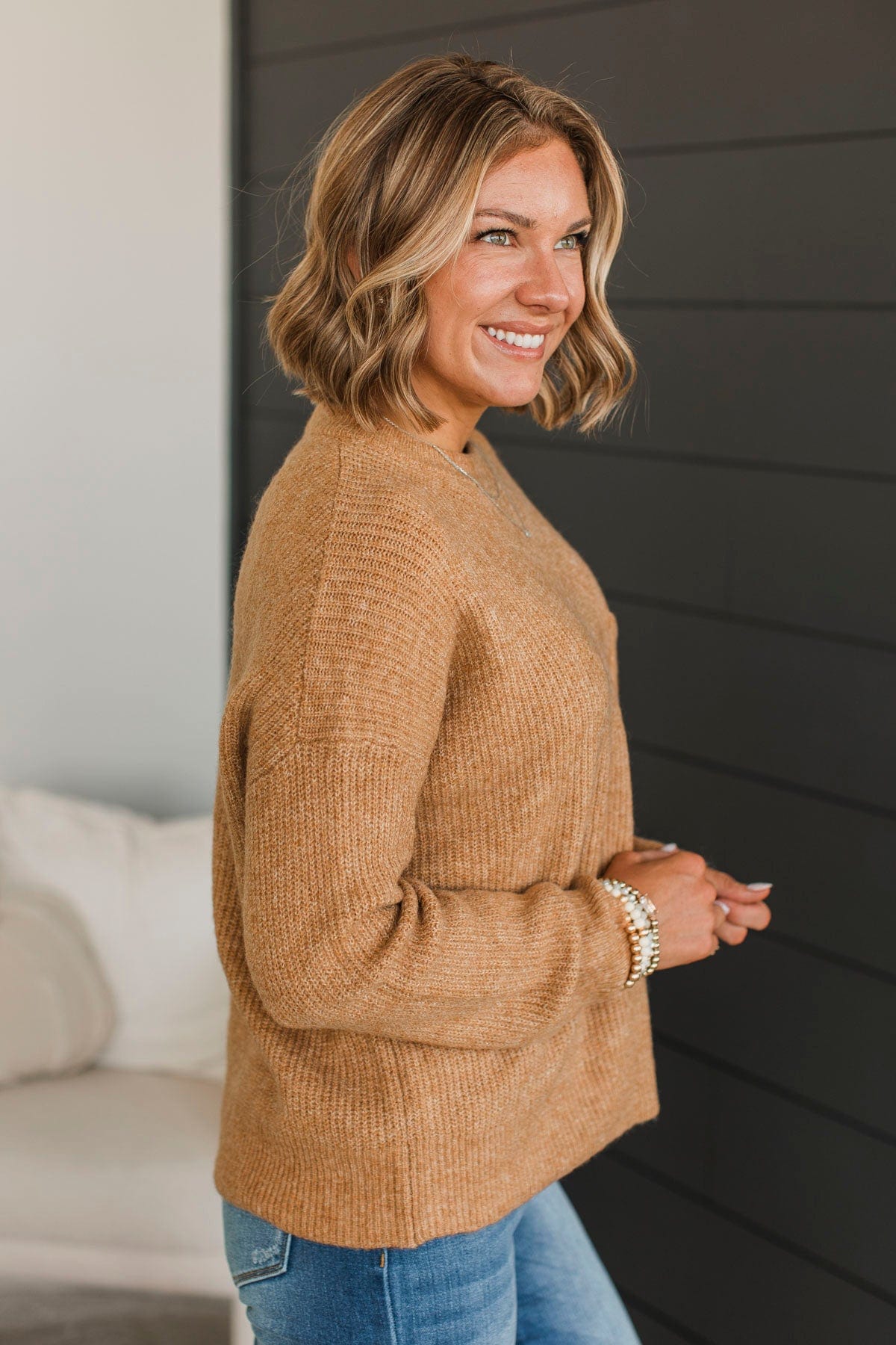 Cause A Commotion Knit Sweater- Honey – The Pulse Boutique