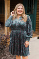 Darling Romance Floral Velvet Dress- Dark Green