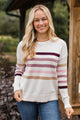 Keep Coming Back Striped Sweater- Ivory & Plum